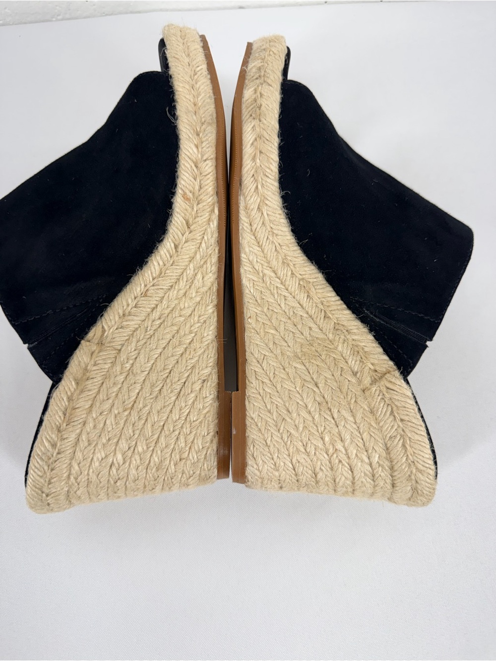 Stuart Weitzman Women’s size 7 Marabella Black Suede Raffia Wedge Heels - Picture 8 of 12